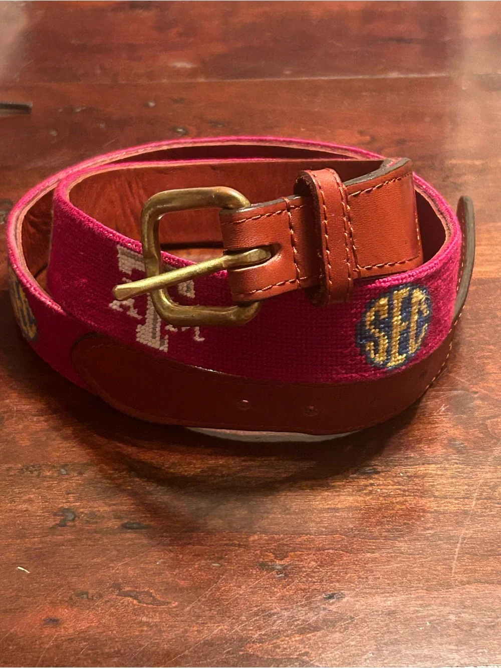 Smathers & Branson Men's SEC A&M Needlepoint Belt 34